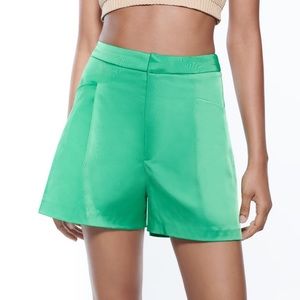 Green Satin Shorts